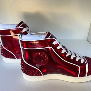 Christian Louboutin Lou Spikes 2 Flat Red high tops